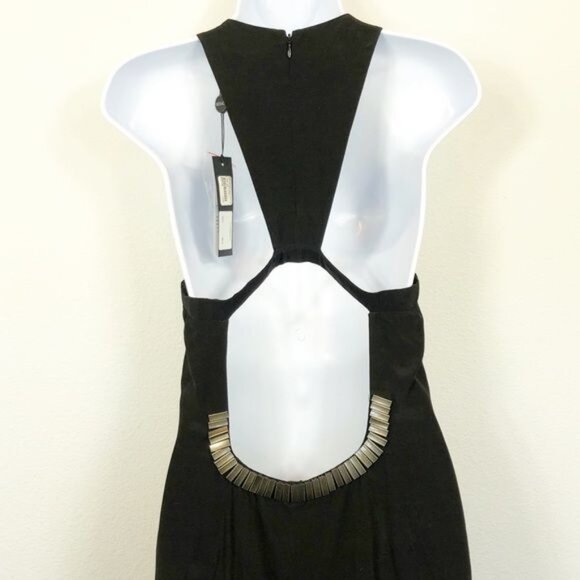 Seduce Black Shift Dress Backless Metallic Keyhole Sexy Designer NWT Size 6 - Picture 6 of 12